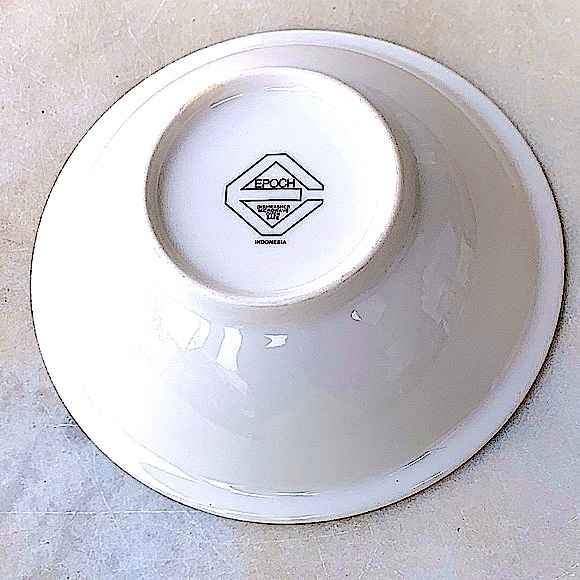 EPOCH LE RESTAURANT RIM CEREAL BOWL WHITE BLACK ROUND Y2K 6 1/2 INCH - Picture 5 of 6